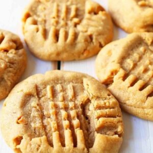 A close up of some peanut butter cookies