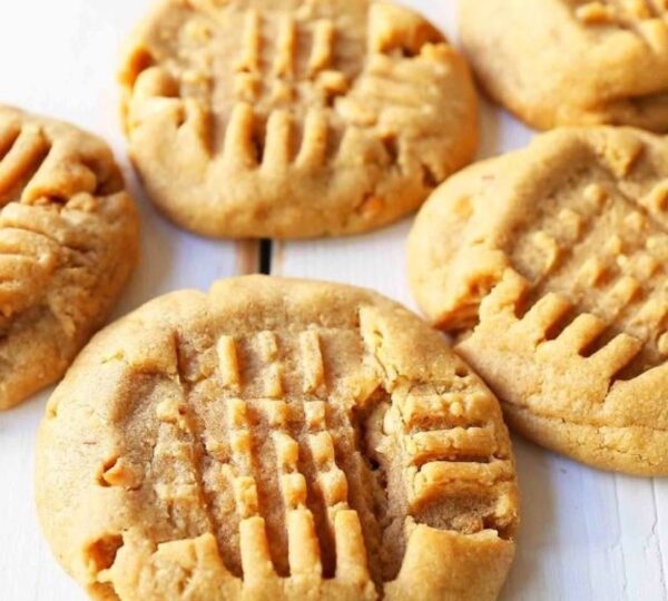 A close up of some peanut butter cookies