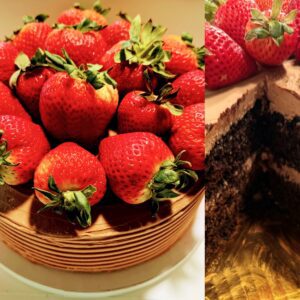 A close up of some strawberries in a bowl
