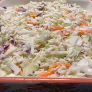 A close up of coleslaw in a bowl