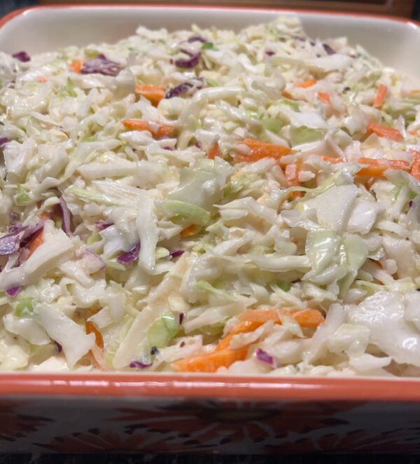 A close up of coleslaw in a bowl