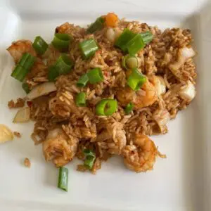 A close up of rice on a plate